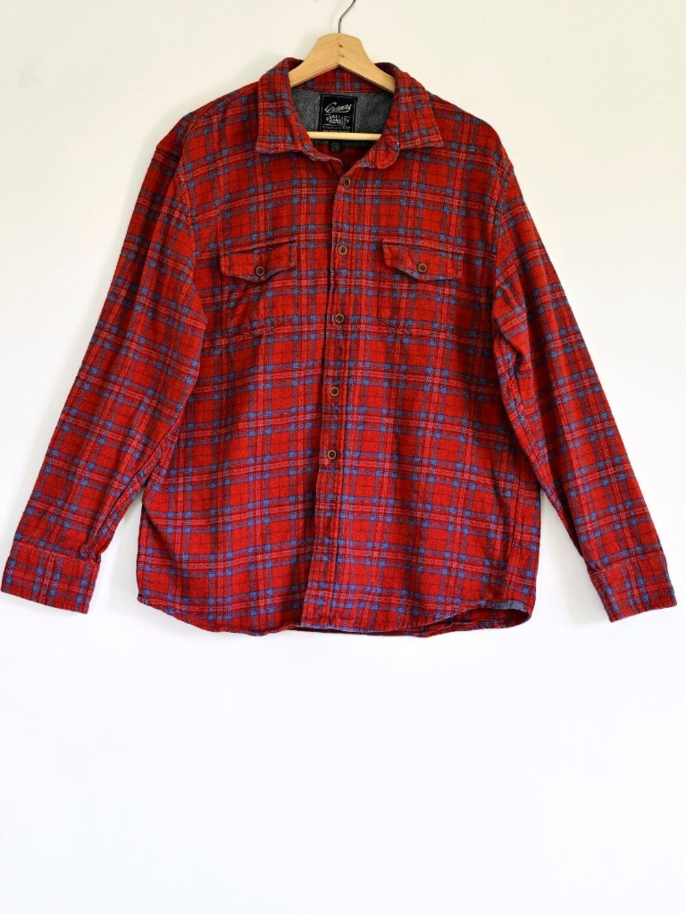 Grayers Heritage Flannels Orange and Blue Plaid Button-Down-Size XL